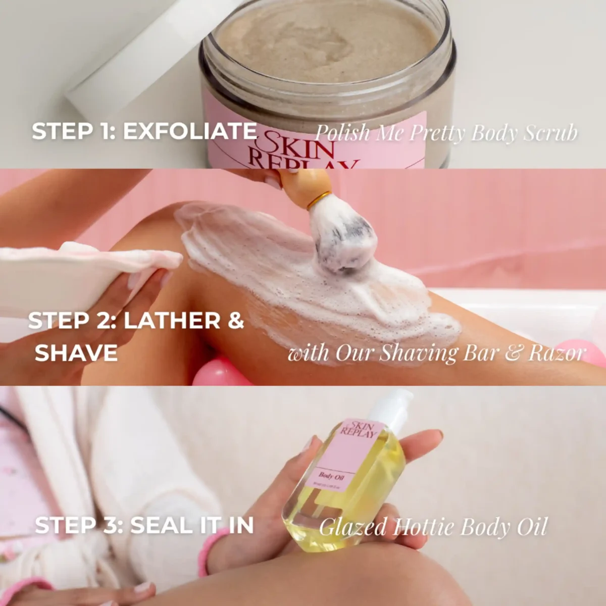 Shave routine for woman body care routine