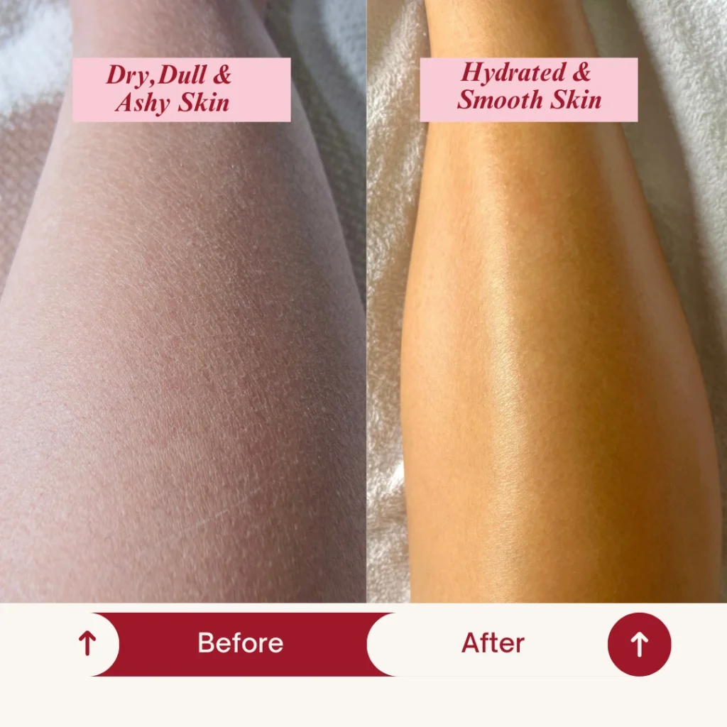 hydrated skin result of glazed hottie body oil